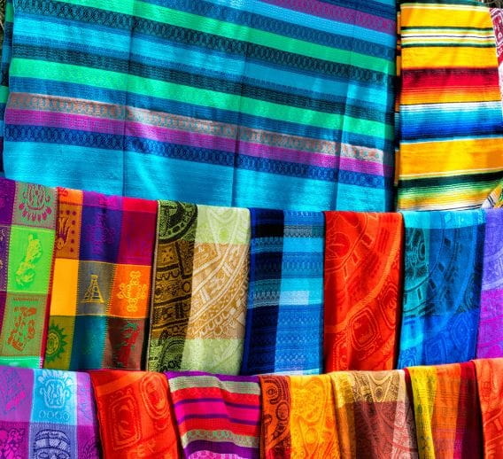  Many multicolored textiles